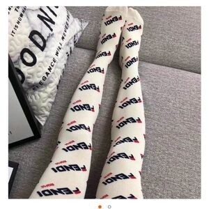 Fendi X Fila tights size 1 small Pantyhose In Fendi Mania Motif Nylon White